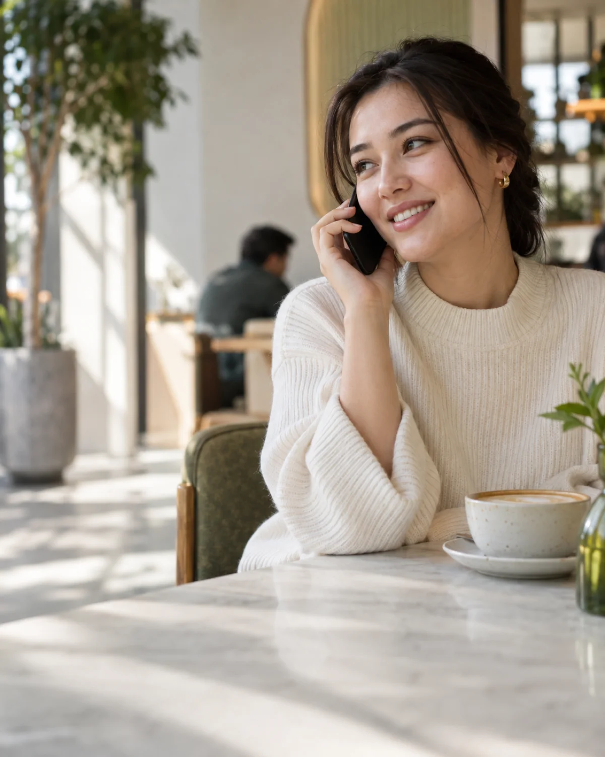 Mijoz telefon orqali biznes bilan gaplashmoqda